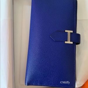 Hermès bearn wallet 7T bleu electrique